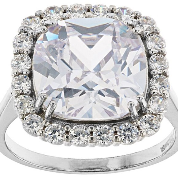 Bella Luce White CZ Rhodium over Sterling Silver Ring Sz. 11 - Picture 1 of 8